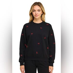 Black Sweatshirt with Cherry Print